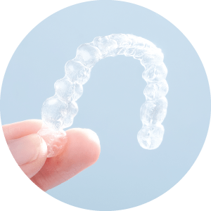 Closeup of an Invisalign aligner